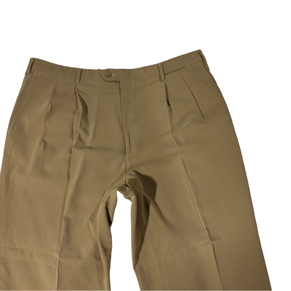 Brioni Cannes Italy Made Tan 100% Wool Pleated Cuffed Suit Dress Pants Sz 42x29 - Picture 2 of 11